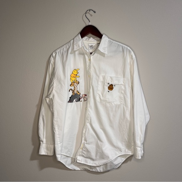 Vintage Disney Pooh Tiger embroidered size Large button down - Picture 1 of 5